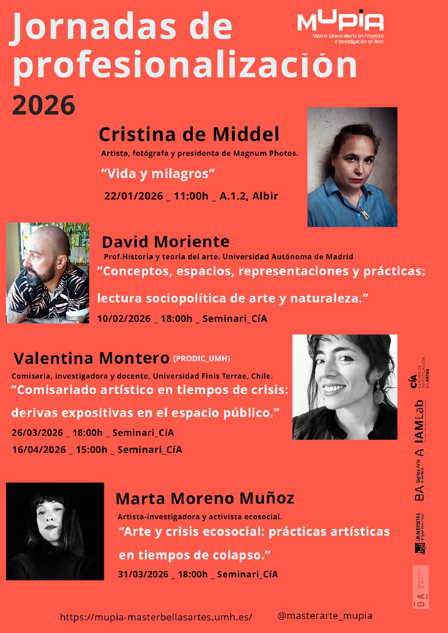 Jornadas de Profesionalización Máster MUPIA- Últimas conferencias, Marta Moreno Muñoz y Valentina Montero